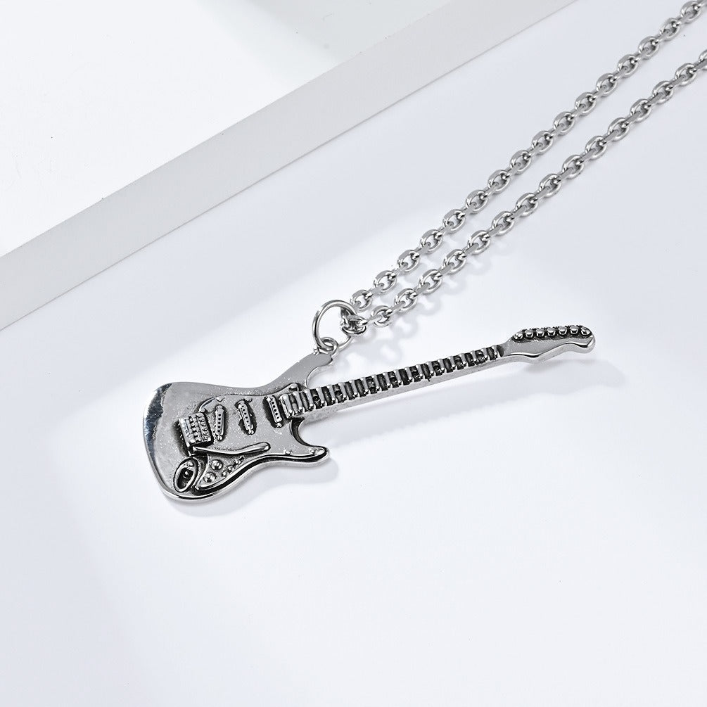 Kemstone Electric Guitar Pendant Necklace for Men Stainless Steel Two Tone Accent K-PT543