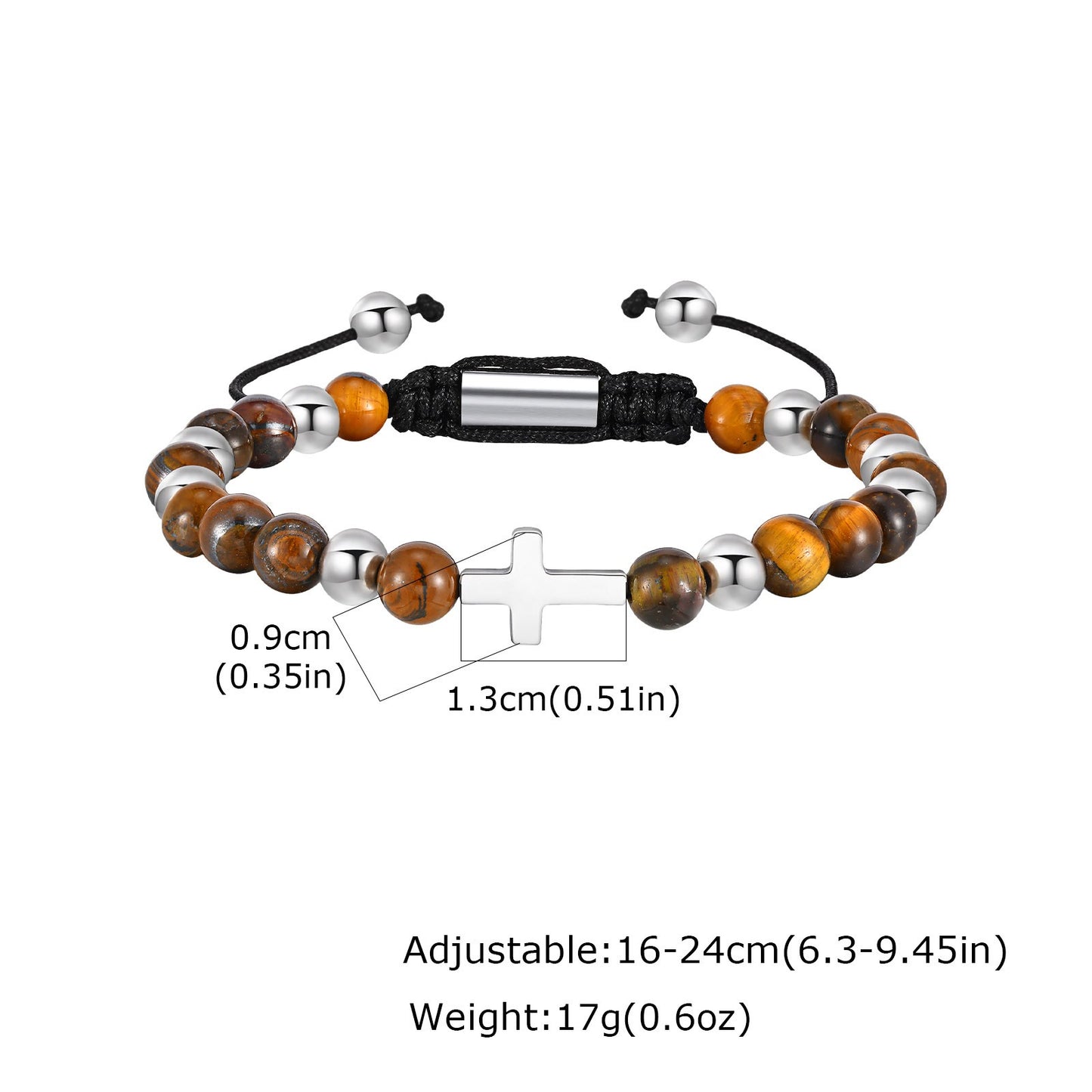 Kemstone Stainless Steel Engraved Coin Beaded Bracelet for Men – Natural Stone Adjustable BR-2354