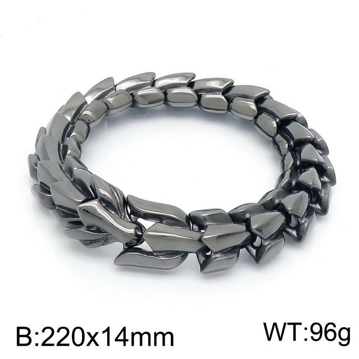 Kemstone Dragon Bone Chain Bracelet for Men – Titanium Steel Vacuum Plated 15mm Link KB150666-KJX