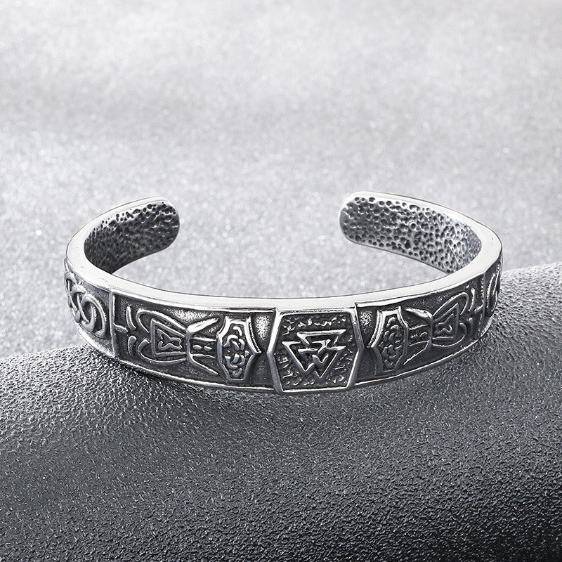 Kemstone Titanium Steel Viking Rune Open Cuff Bracelet for Men KB209285-LU