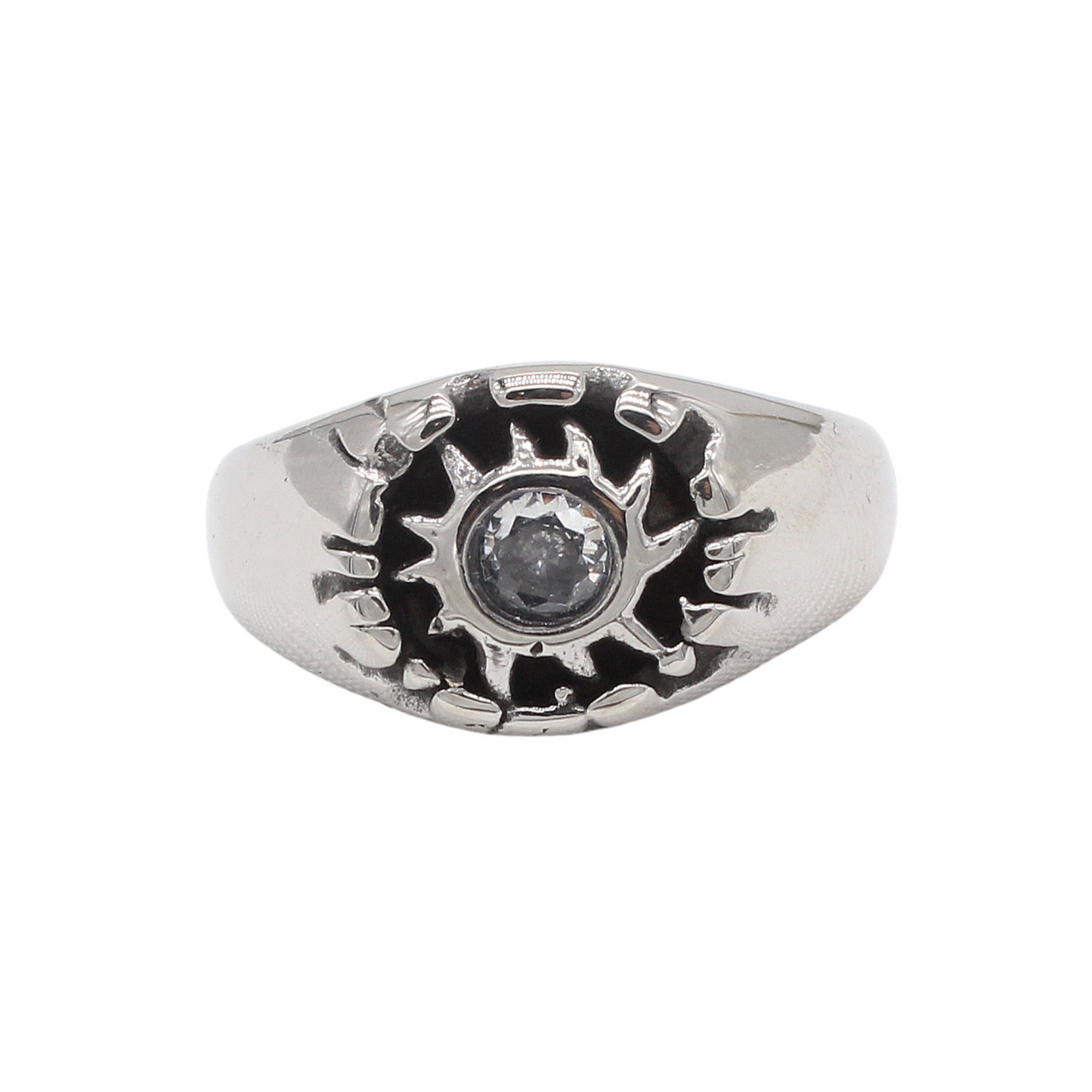 Kemstone Sun Cubic Zirconia Titanium Steel Ring for Men & Women R1933