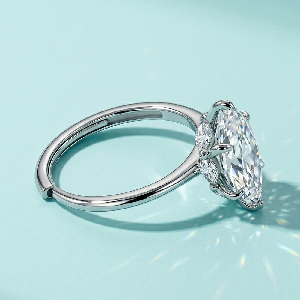 Kemston 925 Sterling Silver Marquise Moissanite Ring for Women Solitaire Design SMOR19