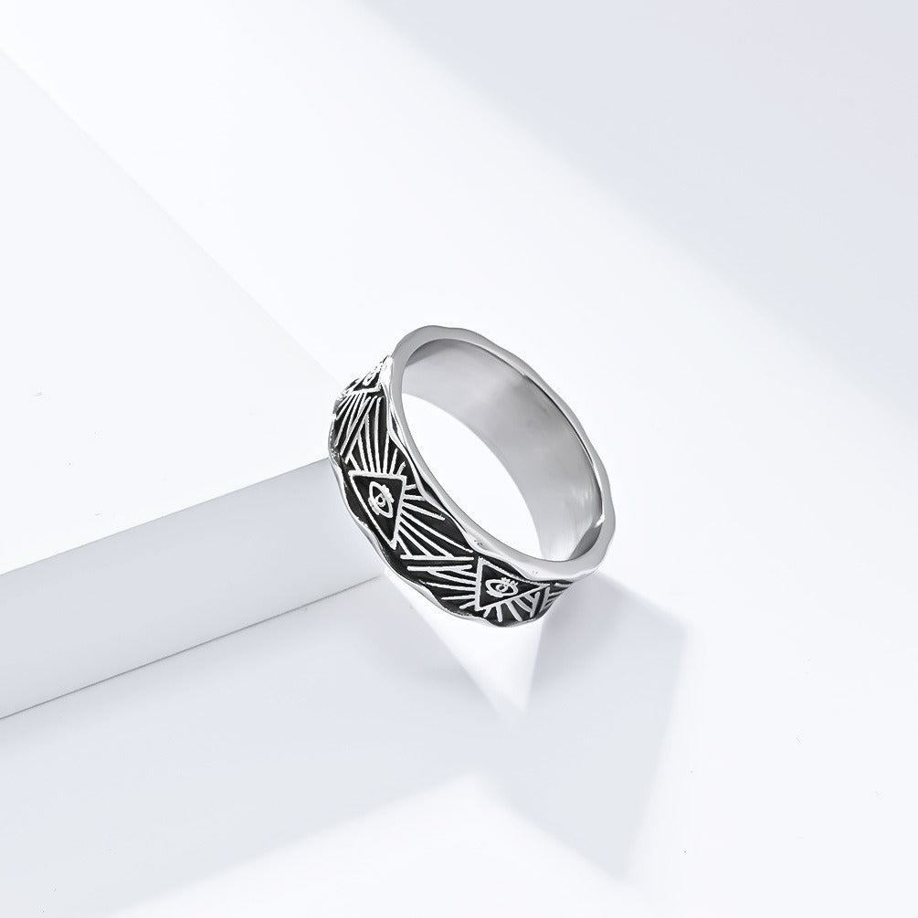 Kemstone Stainless Steel Horus Eye Ring for Men K-R820