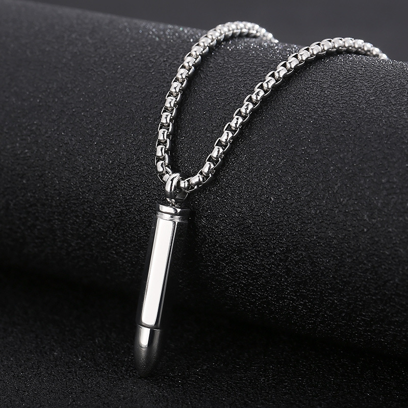 Kemstone Men’s Titanium Steel Bullet Pendant Necklace Minimalist KP99569-KFC
