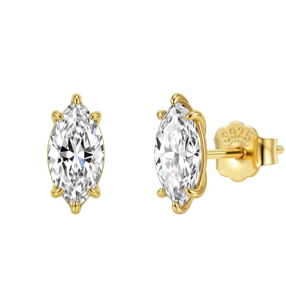 Kemstone Marquise Cubic Zirconia Earrings for Women 925 Sterling Silver Stud LZE69