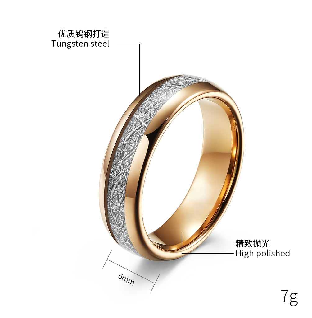 Kemstone Tungsten Carbide Ice Silk Ring for Men & Women – Rose Gold Band K-T014