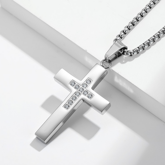 Kemstone Stainless Steel Cross Pendant Necklace for Men & Women K-PT415
