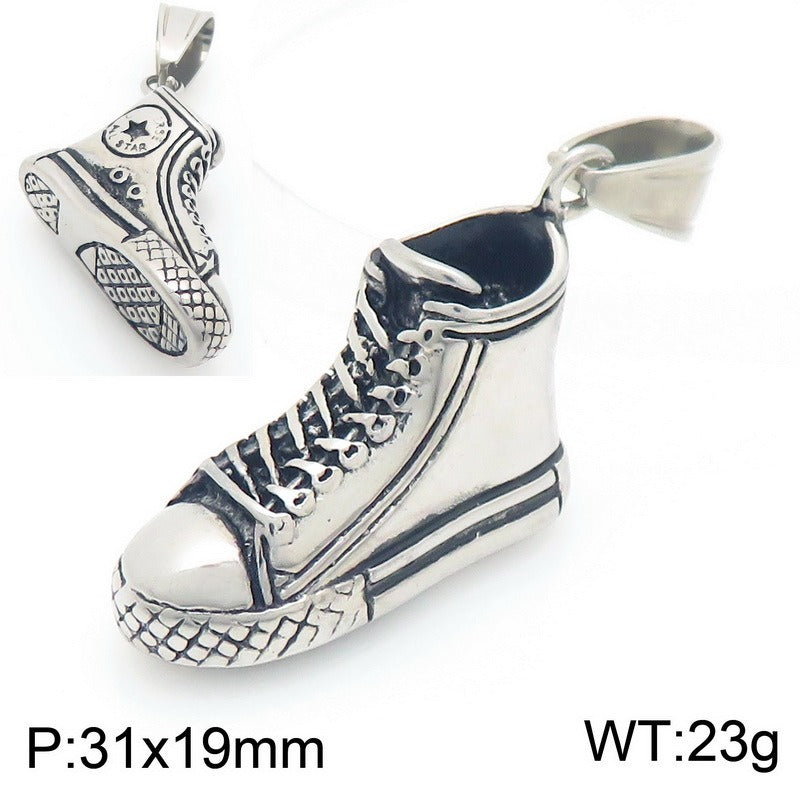 Kemstone Stainless Steel Sneaker Pendant Necklace for Men Street Style High Top Shoe Charm KP117718-LU