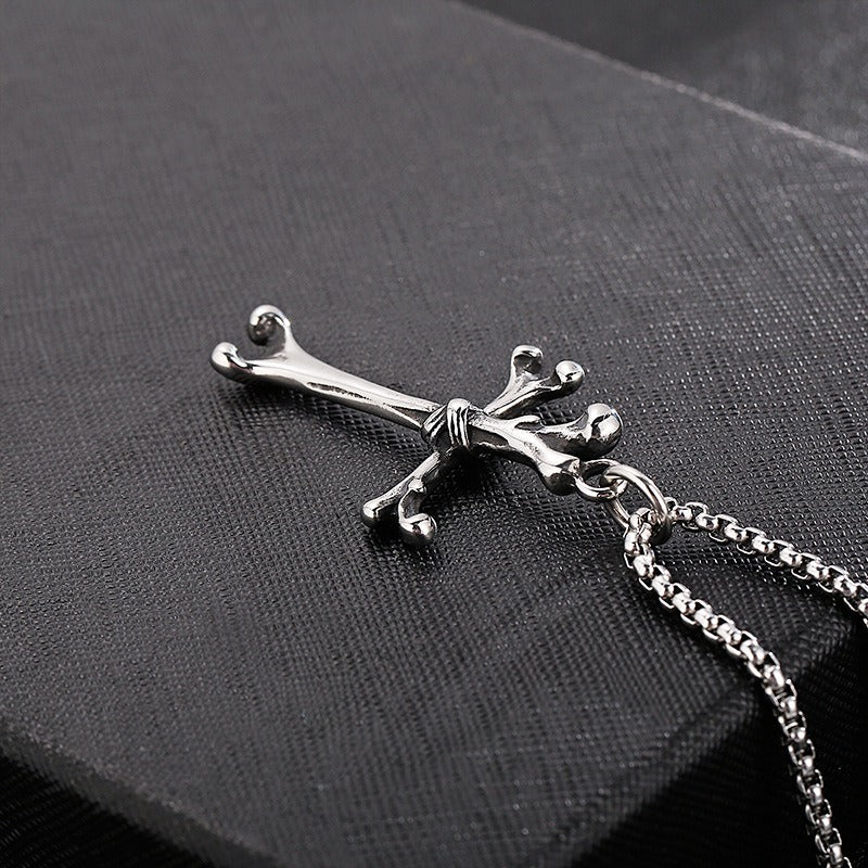 Kemstone Titanium Steel Bone Cross Necklace for Men Gothic KP97633