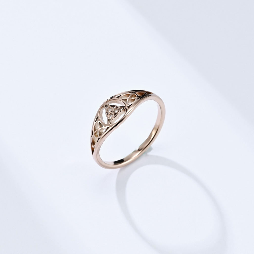 Kemstone Valknut Ring – Titanium Steel Ring for Women Silver Gold Rose Gold K-R680