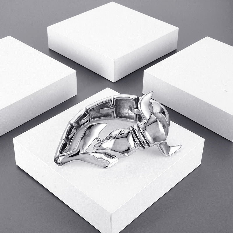Kemstone Dolphin Bracelet for Men Titanium Steel Animal Jewelry KB42449-D