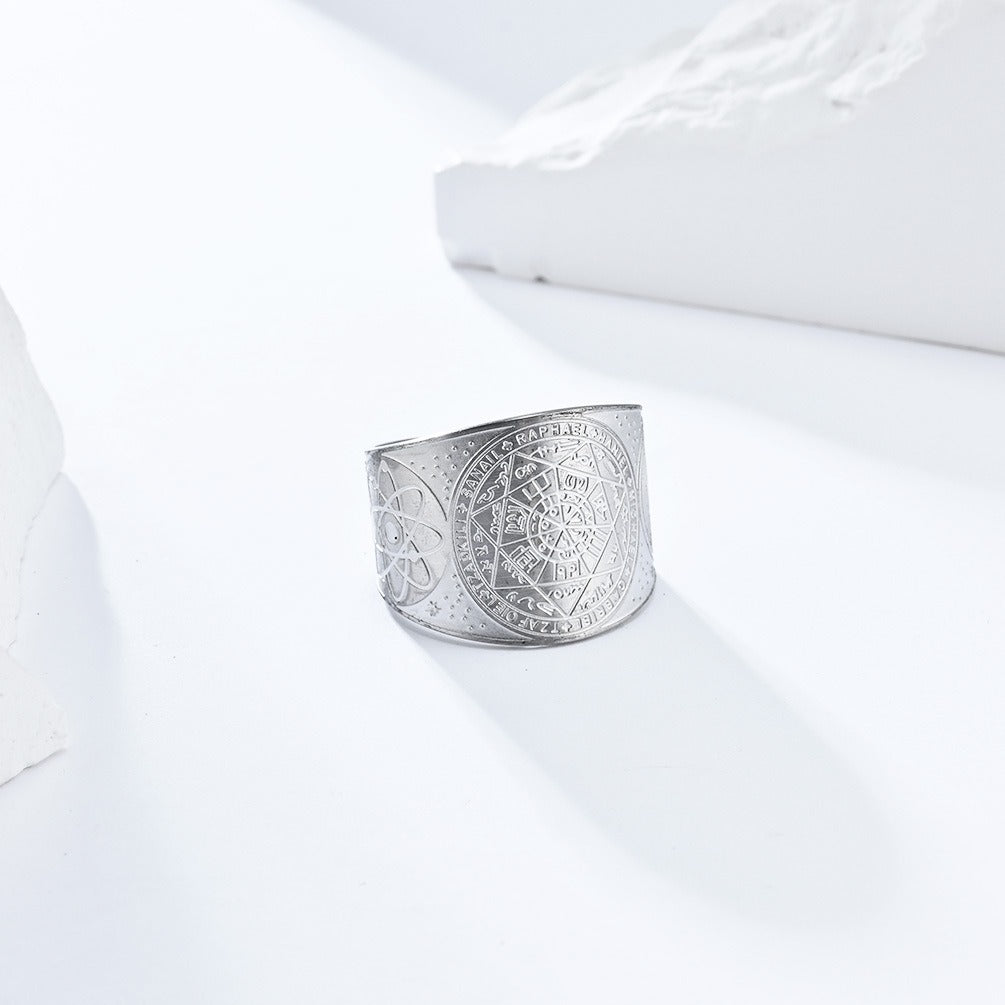 Kemstone Stainless Steel Vintage Adjustable Ring – Men’s Statement Band K-R7800