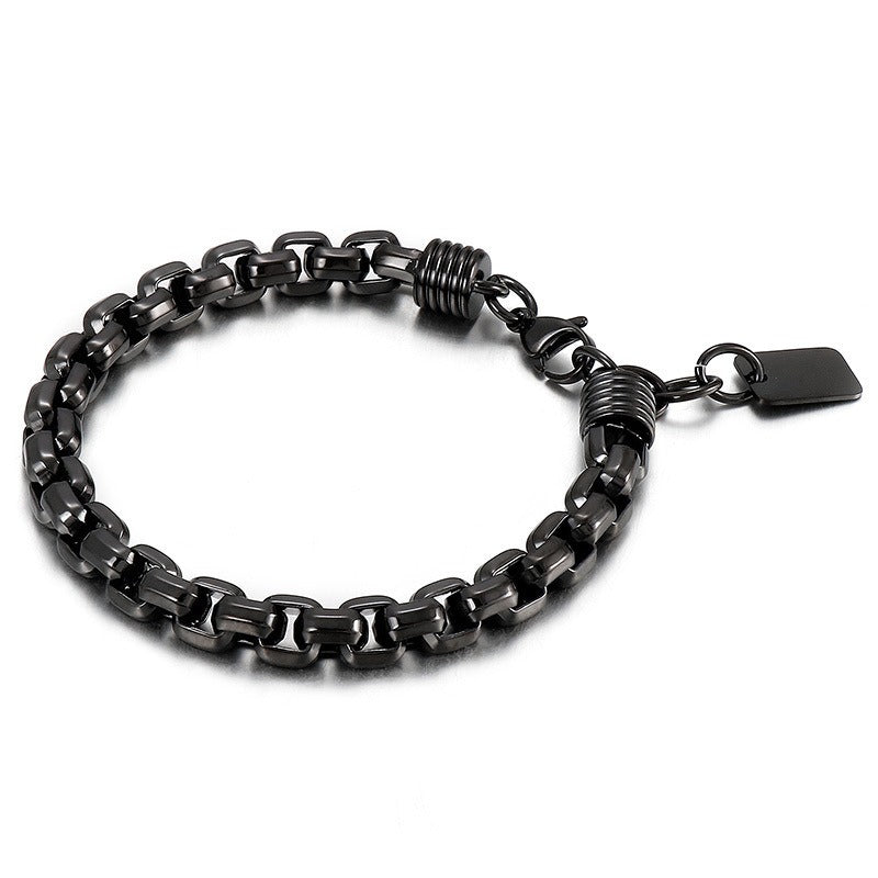 Kemstone Titanium Steel Box Link Bracelet for Men Square Chain Punk Gold Silver Black KB138817-KFC