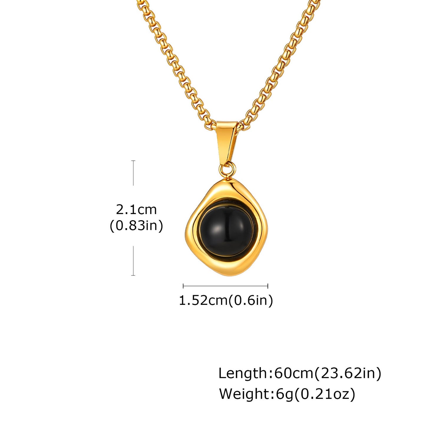 Kemstone Men’s Stainless Steel Necklace – Irregular Natural Stone Pendant Tiger Eye / Onyx / Turquoise PN-2189