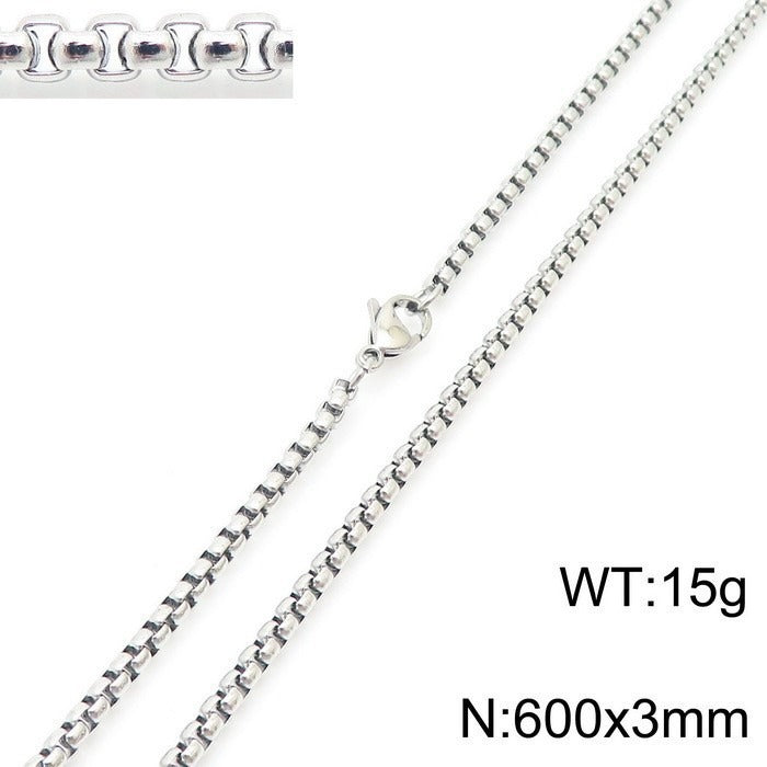 Kemstone Titanium Steel Skull Bell Pendant Necklace for Men Hexagon Gothic Silver Gold KP115582-KJX