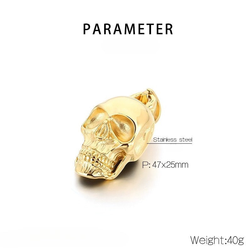 Kemstone Titanium Steel Skull Pendant Necklace for Men – Polished Gothic KP115574-KJX