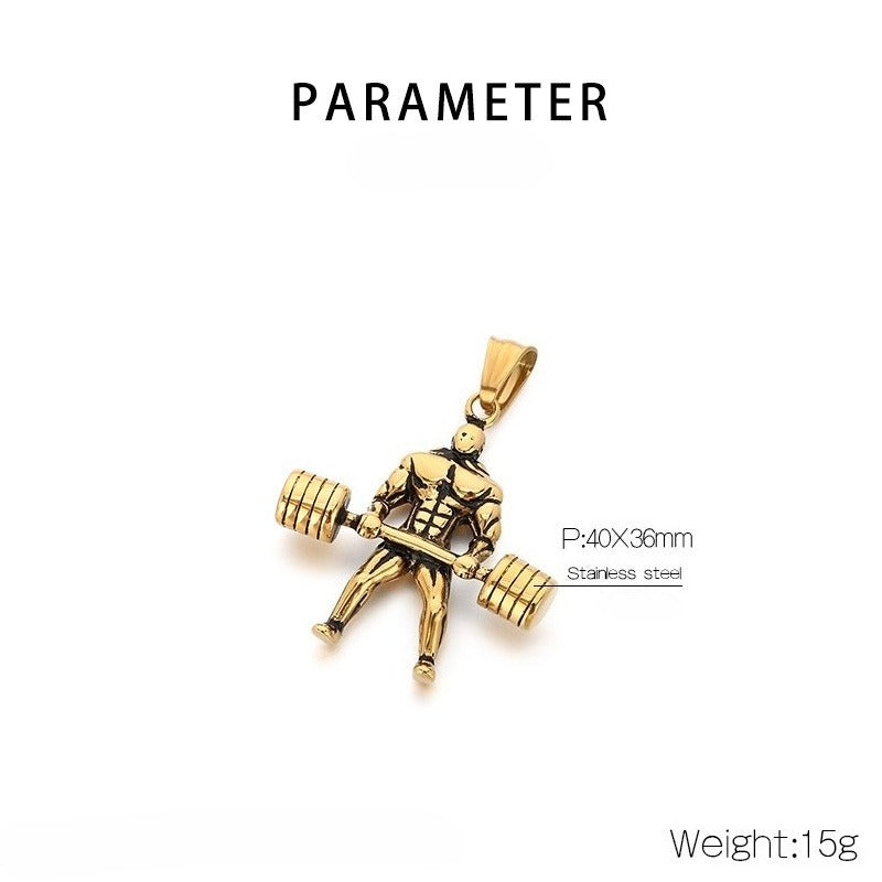 Kemstone Titanium Steel Barbell Gym Pendant Necklace for Men KP117758-LU