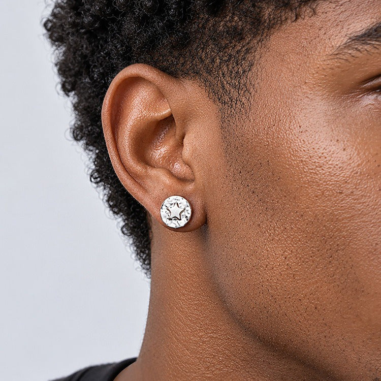 Kemstone Star Moon Stud Earring for Men Stainless Steel ES-857