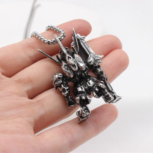 Kemstone Robot Pendant Necklace Stainless Steel Armored Mech Figure Mini for Men P1347