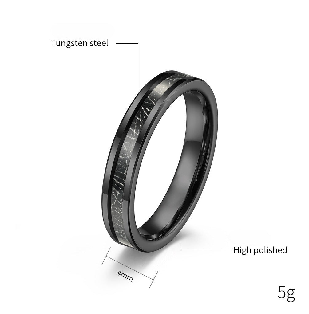 Kemstone Tungsten Carbide Ring for Men & Women Black Inlay Band K-T020