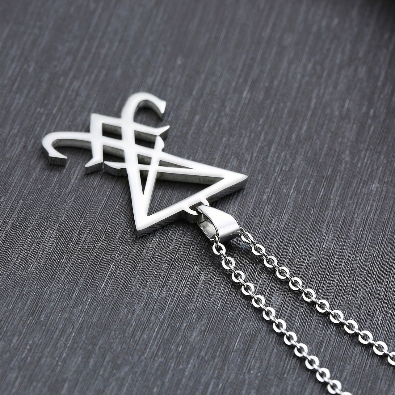 Kemstone Geometric Triangle Pendant Necklace for Men Stainless Steel Vertical Minimal Design