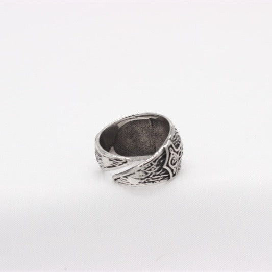 Kemstone Viking Compass Titanium Steel Ring for Men – Silver 16mm R1778