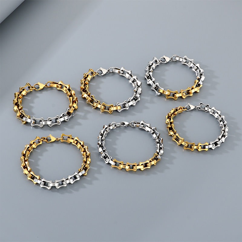 Kemstone Men’s Two-Tone Titanium Steel Bamboo Chain – 10/11/12mm KB207211-Z