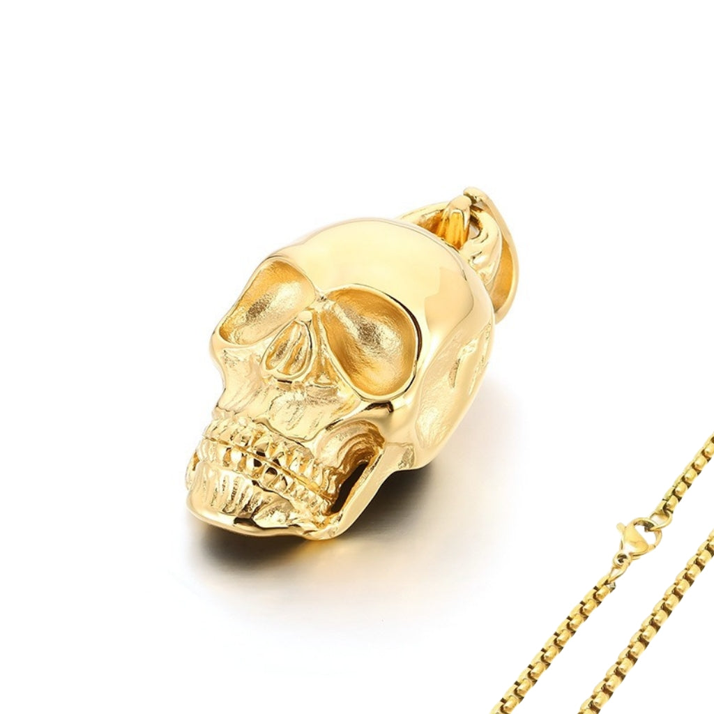 Kemstone Titanium Steel Skull Pendant Necklace for Men – Polished Gothic KP115574-KJX