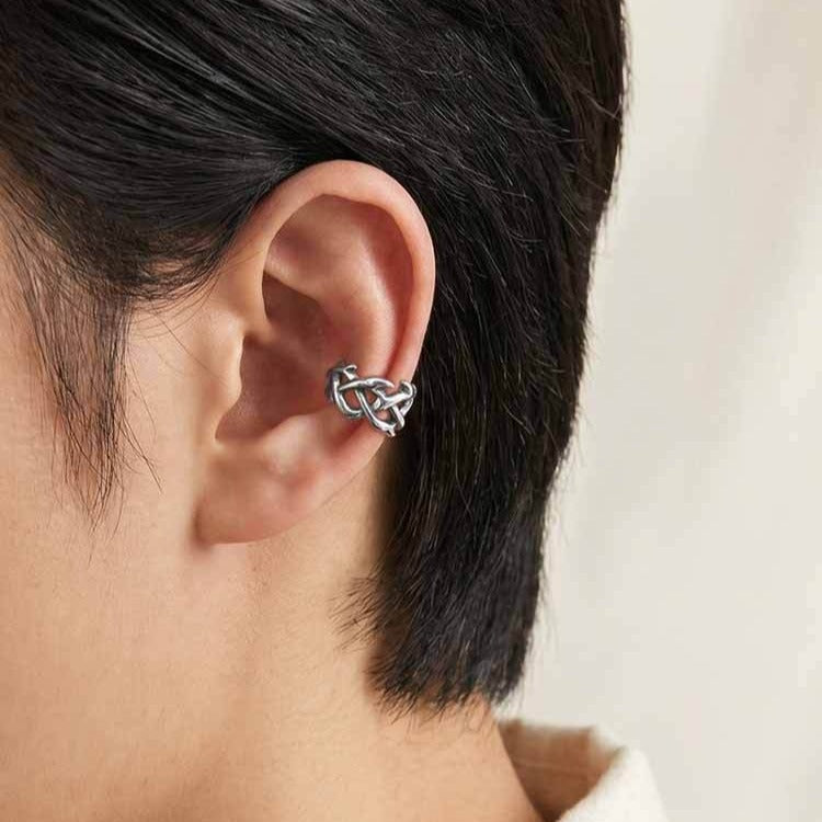 Kemstone Stainless Steel Thorn Ear Cuff for Men Dark Streetwear Style EC-011