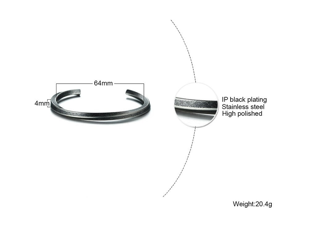 Viking Steel Cuff Bracelet – Norse-Inspired Minimalist Bangle for Men & Women B-169