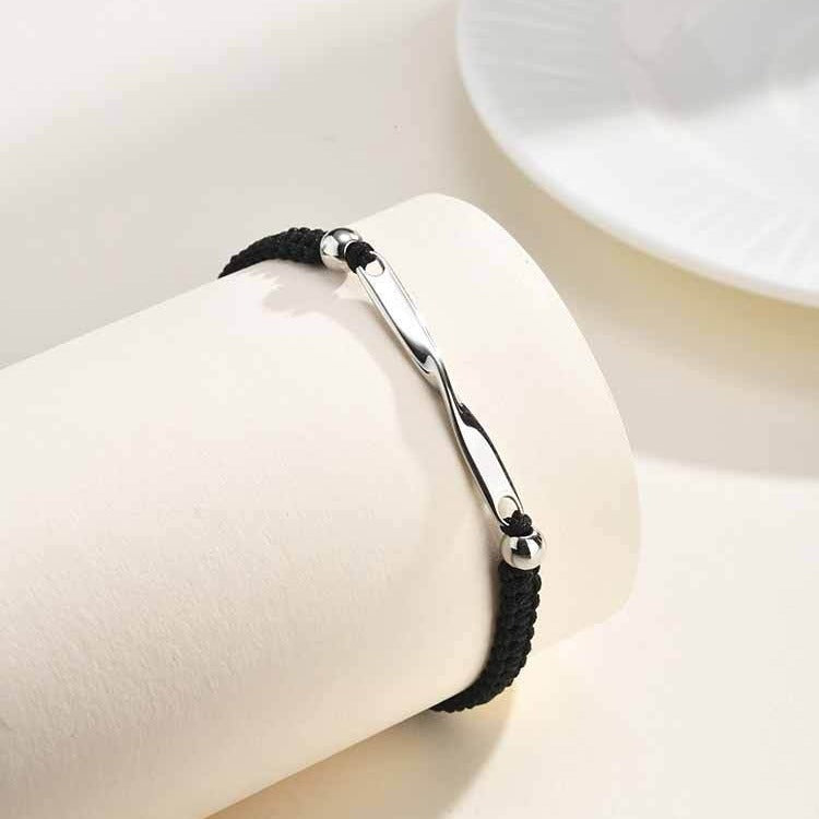 Kemstone Stainless Steel Mobius Braided Cord Bracelet for Men Women BR-3062