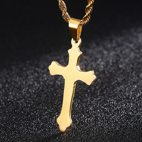 Kemstone Stainless Steel Cross Pendant Necklace for Men – Minimal Polished Design KP93858-Z