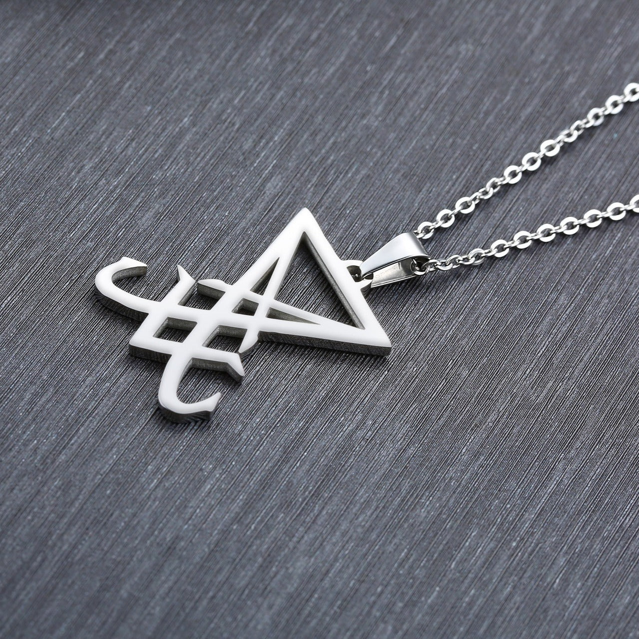 Kemstone Geometric Triangle Pendant Necklace for Men Stainless Steel Vertical Minimal Design