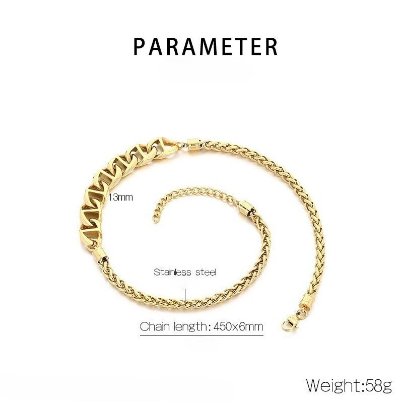 Kemstone Titanium Steel Figaro Chain Necklace for Men Alternating Link Chain KN298678-KJX
