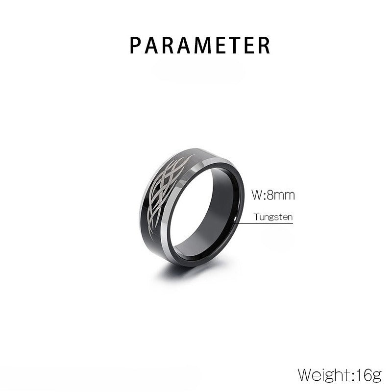 emstone 8mm Tungsten Ring for Men – Viking Celtic Knot & Flame Band KR114267-TS