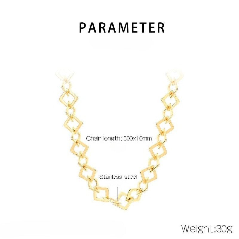 Kemstone Square Link Chain Necklace Bracelet Stainless Steel for Men Women KB211661-KFC
