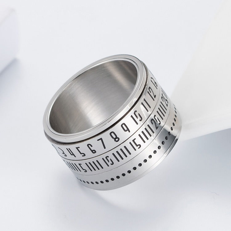 Kemstone Number Spinner Ring for Men Stainless Steel 14MM Wide Band  K-R123
