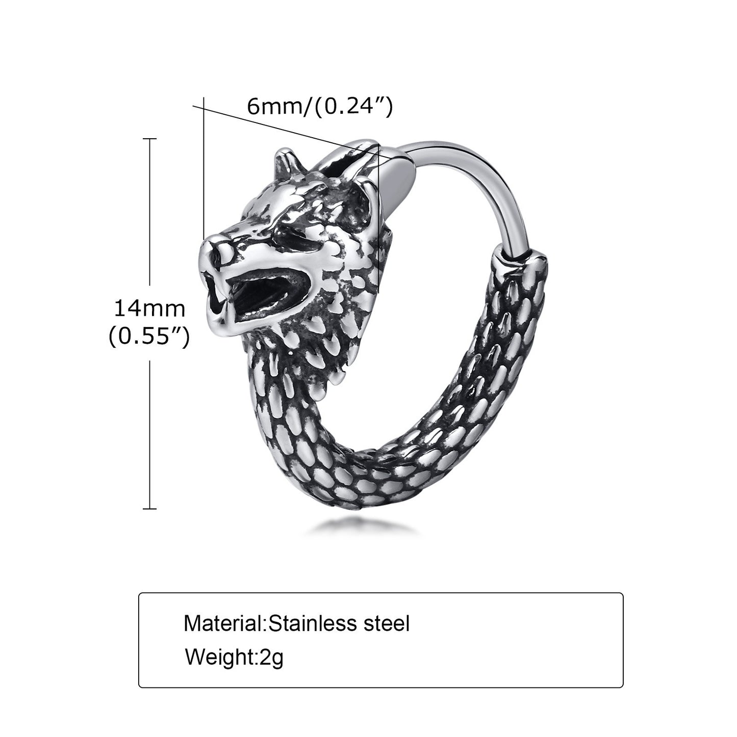 Kemstone Stainless Steel Hoop Earrings – Silver Gothic Punk Huggie Jewelry for Men EH-48