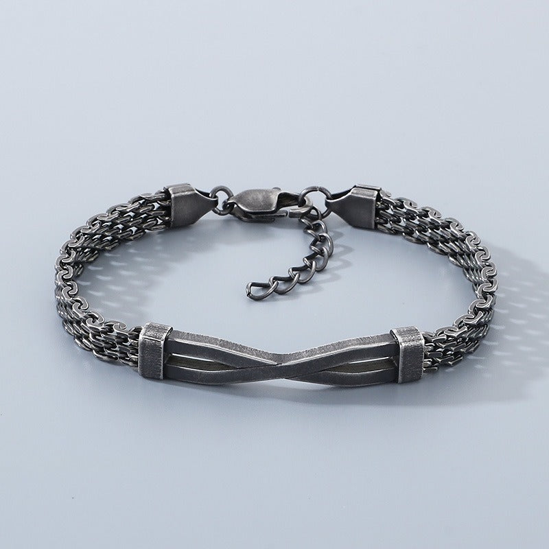 Kemstone Titanium Steel Twisted Bar Bracelet – Minimalist Link Chain for Men KB212529-KFC