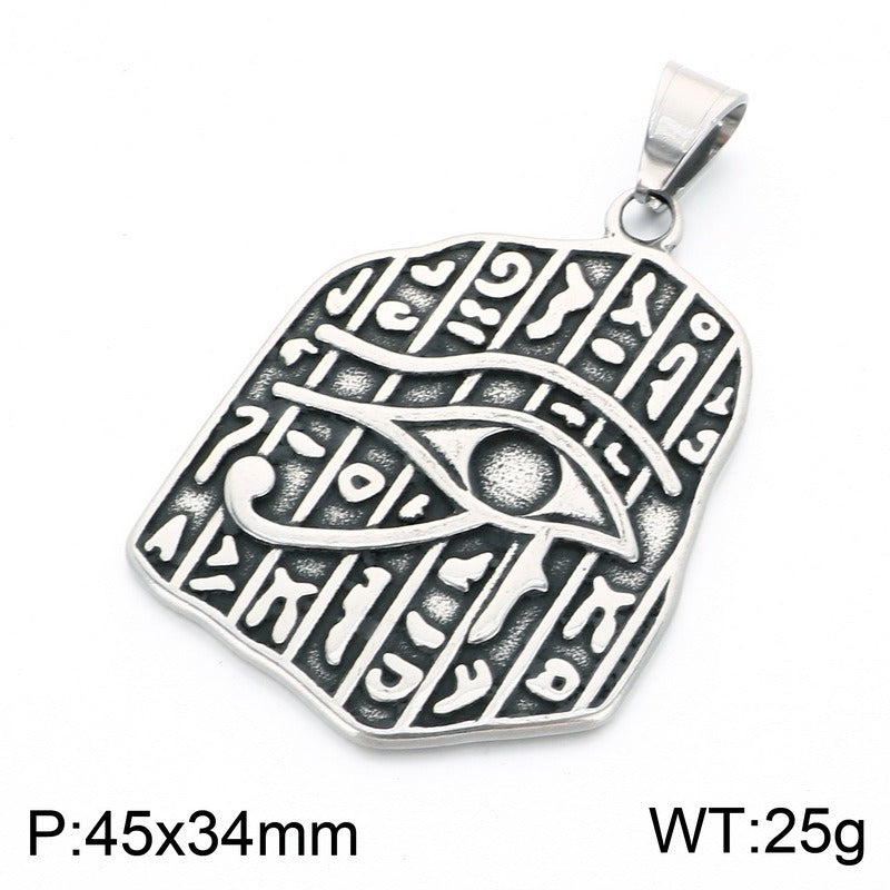 Kemstone Egyptian Winged Eagle Horus Eye Pendant Necklace Stainless Steel Myth Symbol Men KP118661-LU