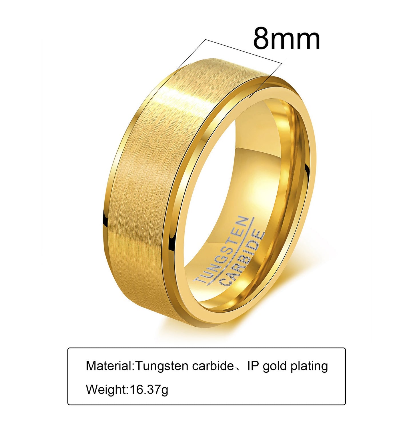 Kemstone Tungsten Steel Ring for Men - Modern Matte Black/Steel Blue/Satin Grey Unisex Minimalist Band | Durable Scratch-Resistant Jewelry  TCR-015