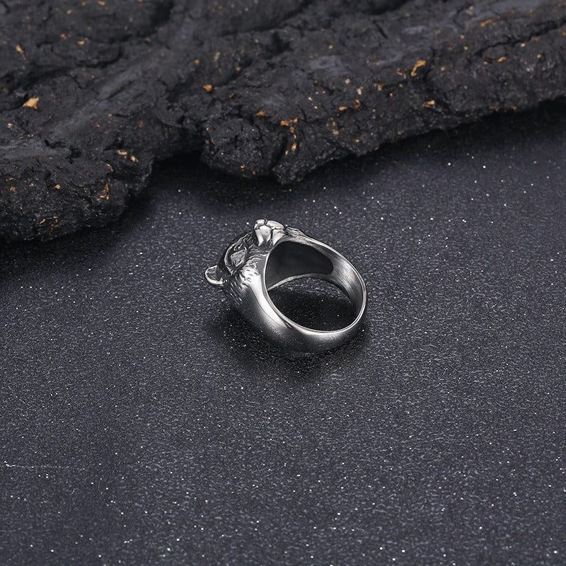 Kemstone Panda Head Ring for Men Titanium Steel KR106357-KJX