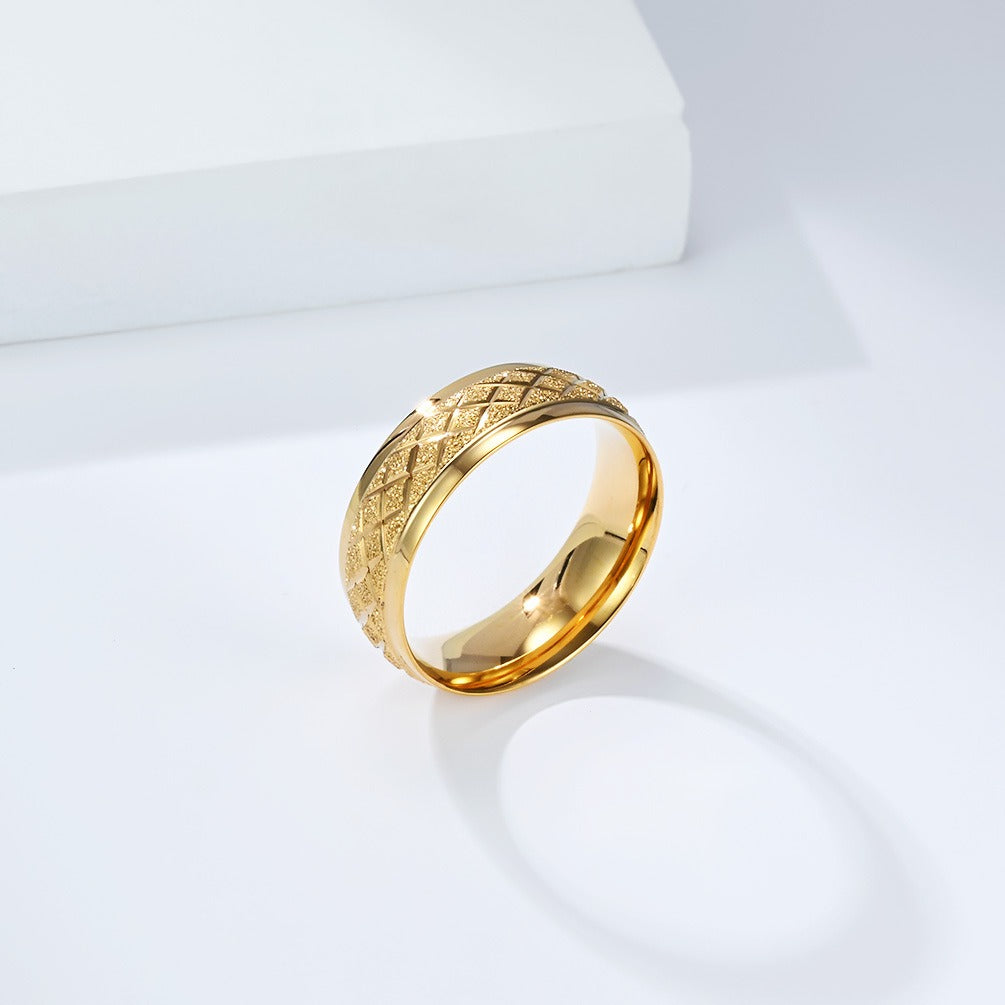 Kemstone Stainless Steel Matte Pattern Ring for Men & Women K-R1081