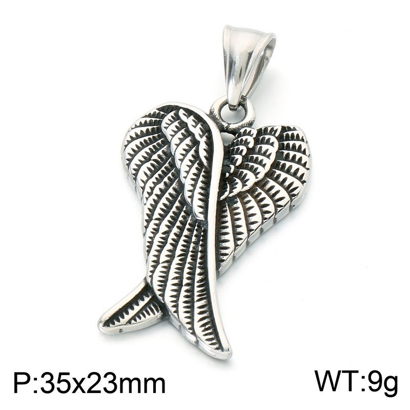 Kemstone Feather Wing Pendant Necklace for Men Stainless Steel Vintage Style KP118543-LU