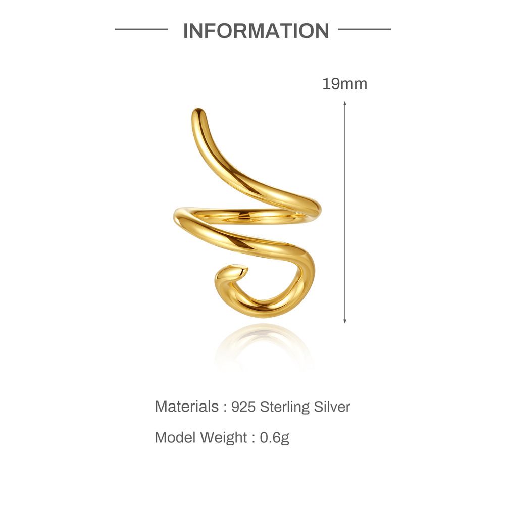 Kemstone S925 Sterling Silver Spiral Ear Cuff for Women Cubic Zirconia Double Loop 60266821744C