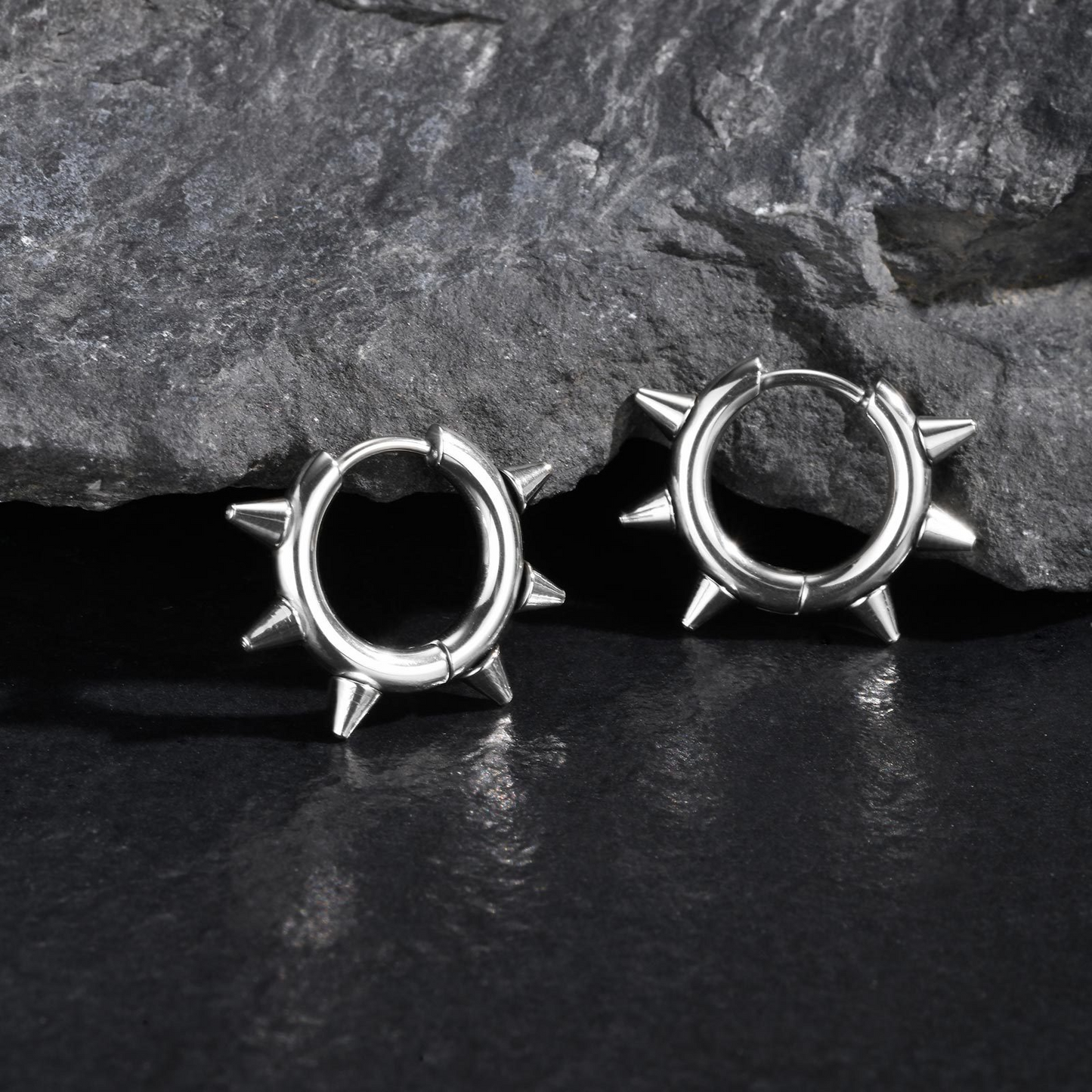 Men’s Titanium Steel Spike Hoop Earring – Punk Street Style EH-751