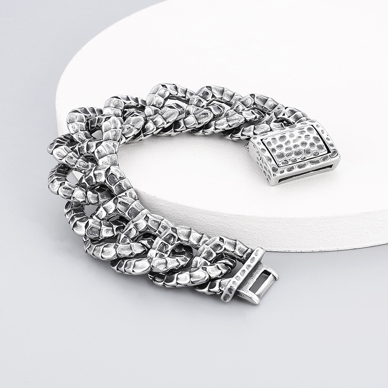 Kemstone Snake Chain Bracelet for Men Titanium Steel Snake Scale Link Design KB165138-KJX