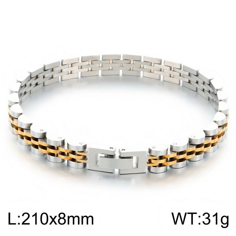 Kemstone Titanium Steel Link Bracelet for Men Two Tone Watch Band Style KB215164-KL