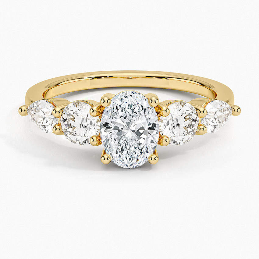 Kemstone 1–8ct Oval Moissanite Five-Stone Ring for Women, S925 Gold Plated, D–E Color VVS, Bridal Engagement & Wedding Ring SU541R