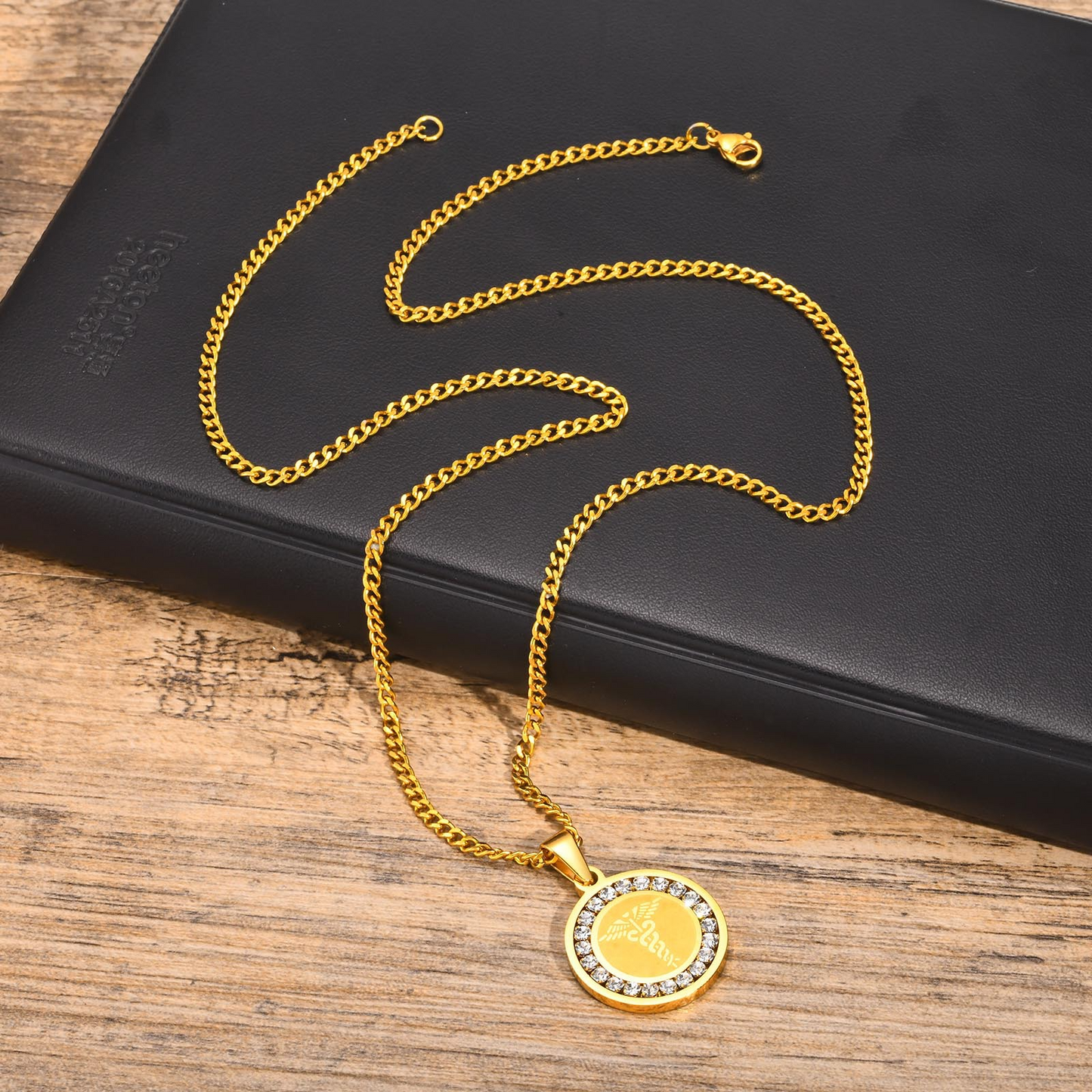 Kemstone Men’s Stainless Steel Caduceus Pendant Necklace – Gold & Silver PN-619